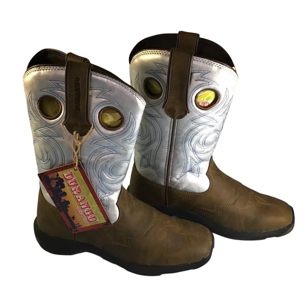 Durango Lady Rebel White/Brown Cowboy Boots SZ 6.5 NWT